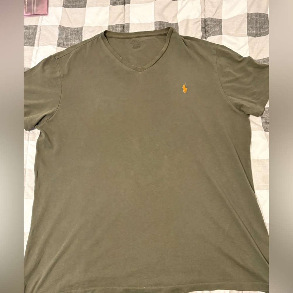 Polo by Ralph Lauren Men's Olive V-Neck Tee